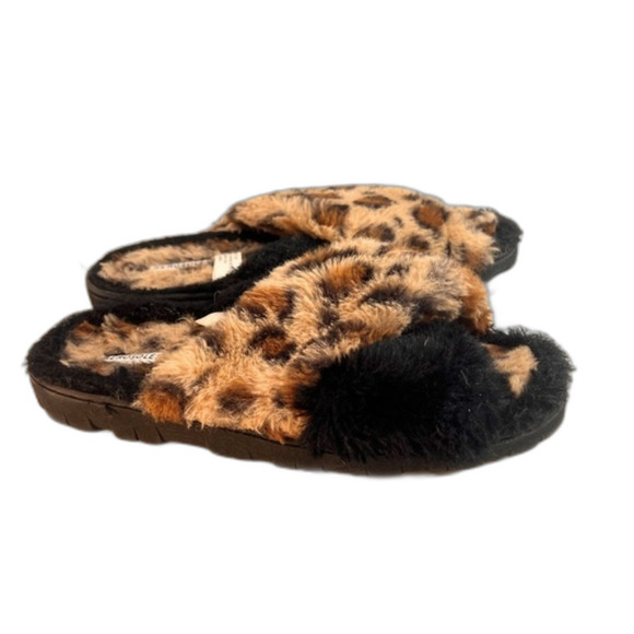 Women's Aerosoles Leopard slippers shoes cozy pantoufles winter casual S - Picture 3 of 5